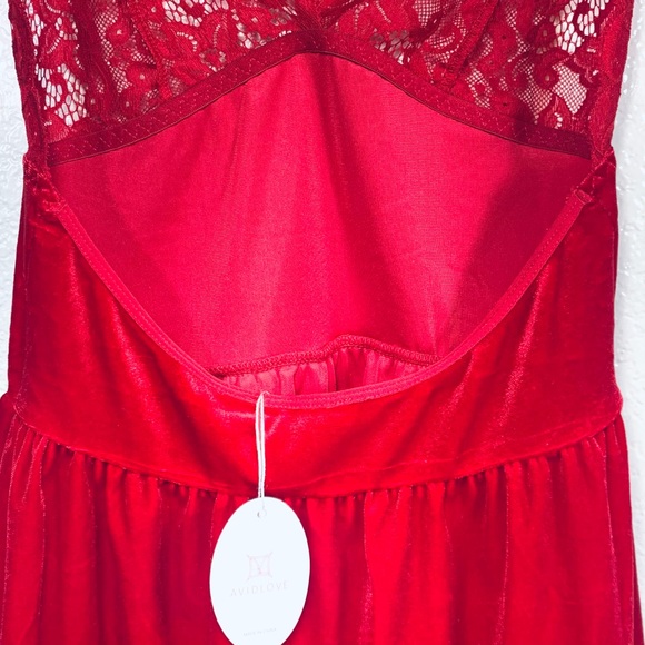 NWT Women's Sexy Santa Babydoll Lace Halter Top/Dress Lingerie set in Red. SizeM - Picture 9 of 11